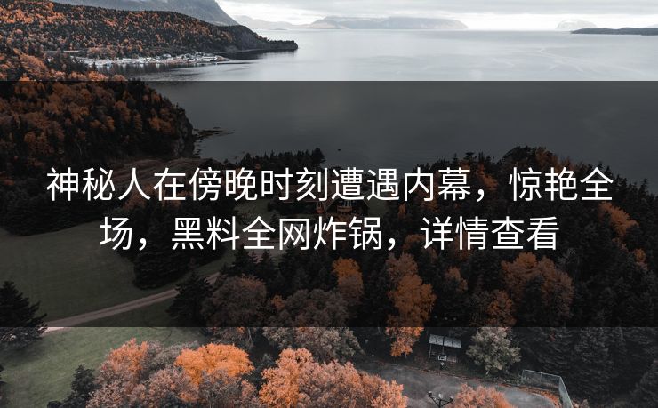 神秘人在傍晚时刻遭遇内幕，惊艳全场，黑料全网炸锅，详情查看