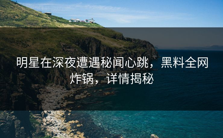 明星在深夜遭遇秘闻心跳，黑料全网炸锅，详情揭秘  第1张