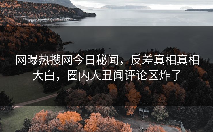 网曝热搜网今日秘闻，反差真相真相大白，圈内人丑闻评论区炸了  第1张