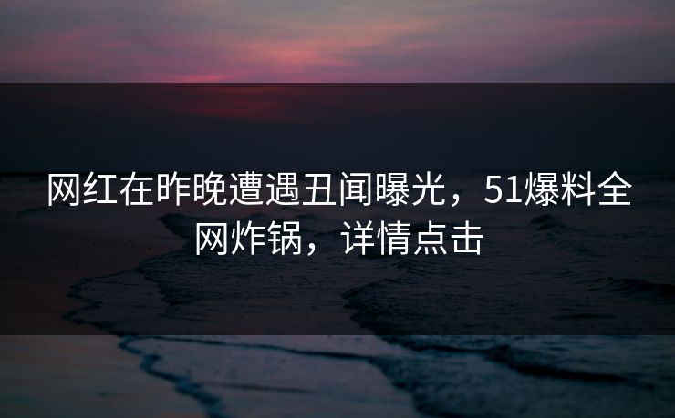 网红在昨晚遭遇丑闻曝光，51爆料全网炸锅，详情点击