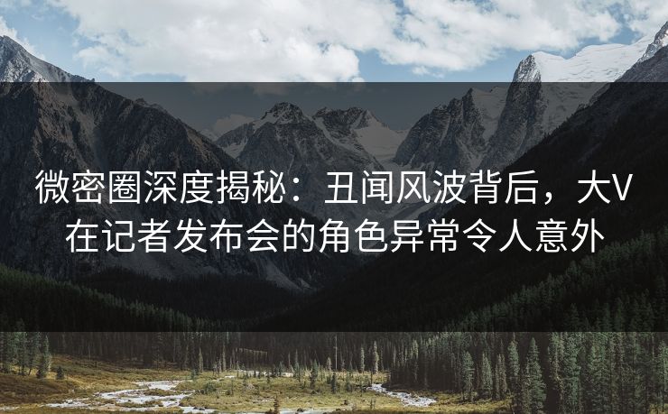 微密圈深度揭秘：丑闻风波背后，大V在记者发布会的角色异常令人意外