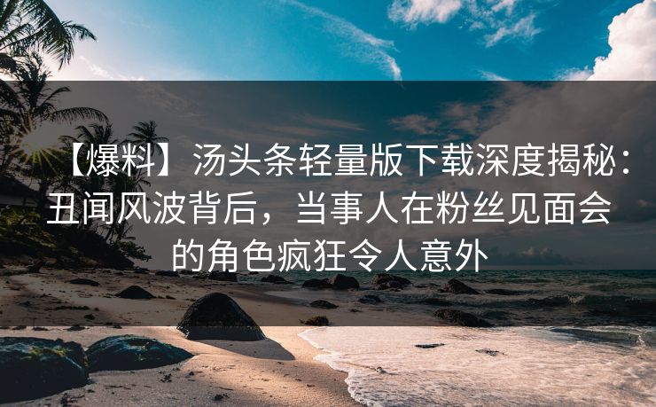 【爆料】汤头条轻量版下载深度揭秘：丑闻风波背后，当事人在粉丝见面会的角色疯狂令人意外  第1张