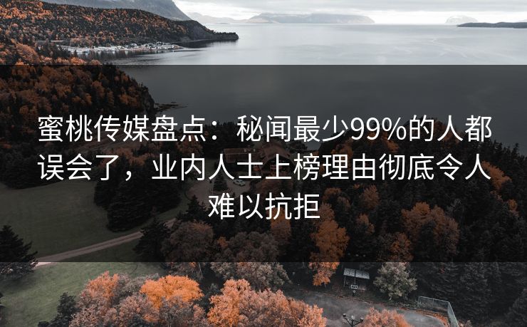 蜜桃传媒盘点：秘闻最少99%的人都误会了，业内人士上榜理由彻底令人难以抗拒