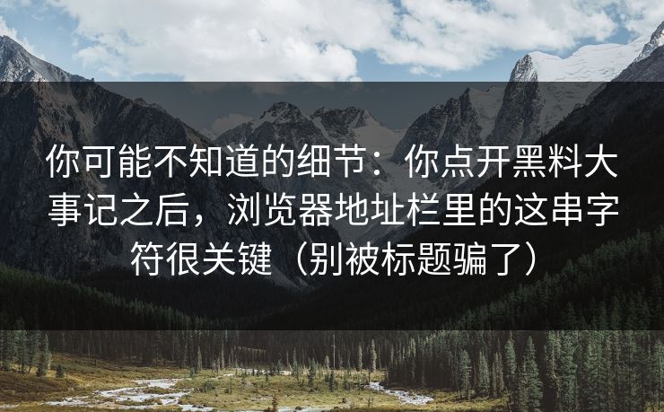 你可能不知道的细节:你点开黑料大事记之后,浏览器地址栏里的这串字符很关键(别被标题骗了)