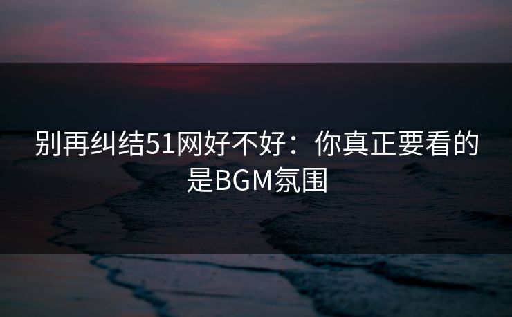 别再纠结51网好不好:你真正要看的是BGM氛围 第1张 别再纠结51网好不好:你真正要看的是BGM氛围 第1张