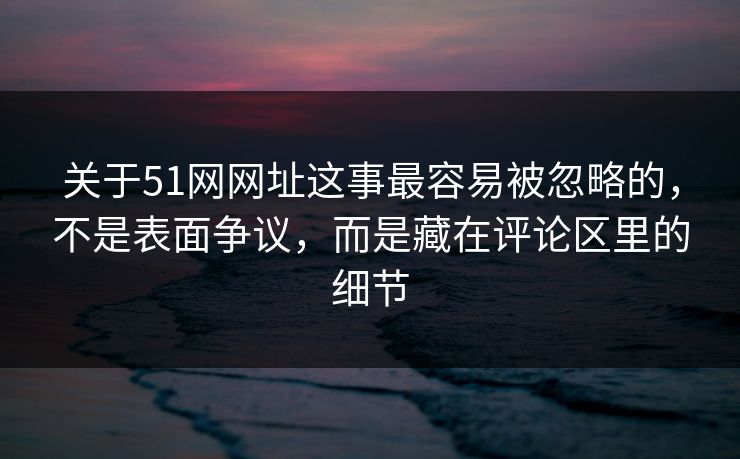 关于51网网址这事最容易被忽略的,不是表面争议,而是藏在评论区里的细节 第1张 关于51网网址这事最容易被忽略的,不是表面争议,而是藏在评论区里的细节 第1张