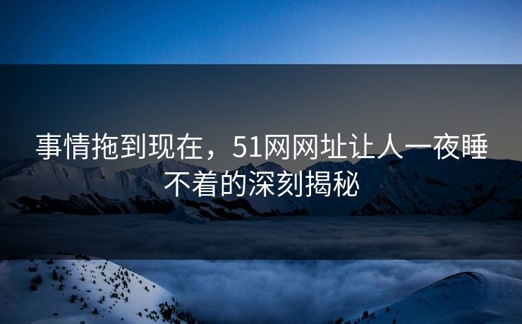 事情拖到现在，51网网址让人一夜睡不着的深刻揭秘  第1张
